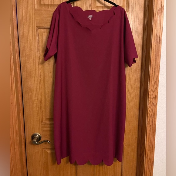 Tickled Teal Scallop Trim Dress - size XL - Picture 1 of 4